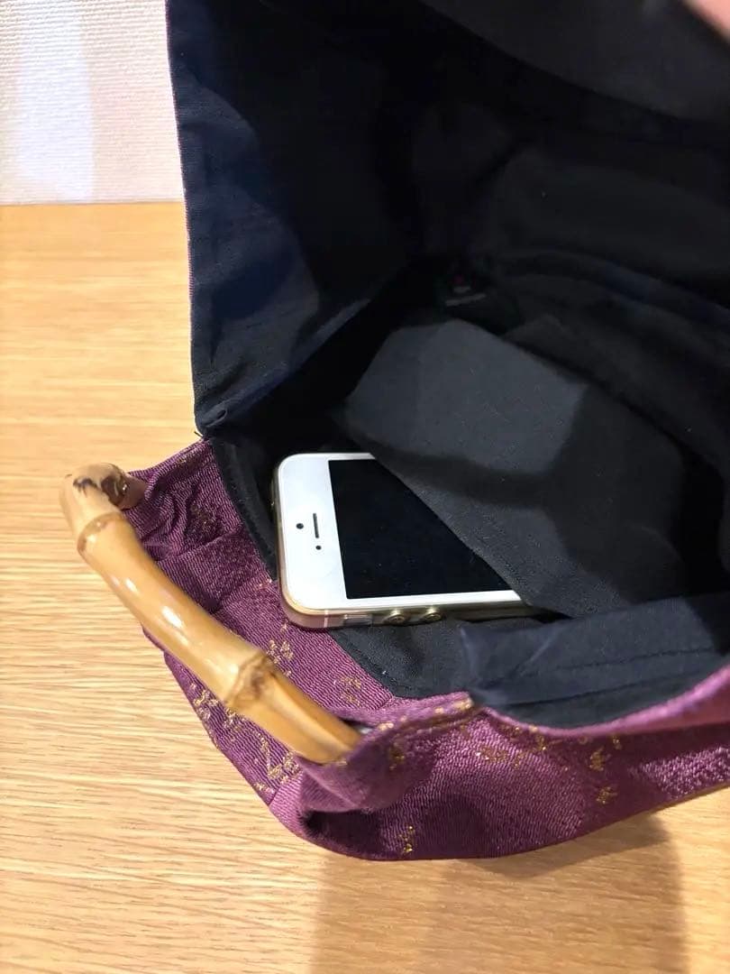 ちりめん生地 （京紫）着物バック和装バッグ　卒業成人式七五三結婚