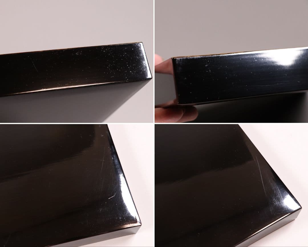 漆芸 木製漆器 丸に草花図 金蒔絵 二段重 重台 黒塗 朱塗 重箱【MA171】