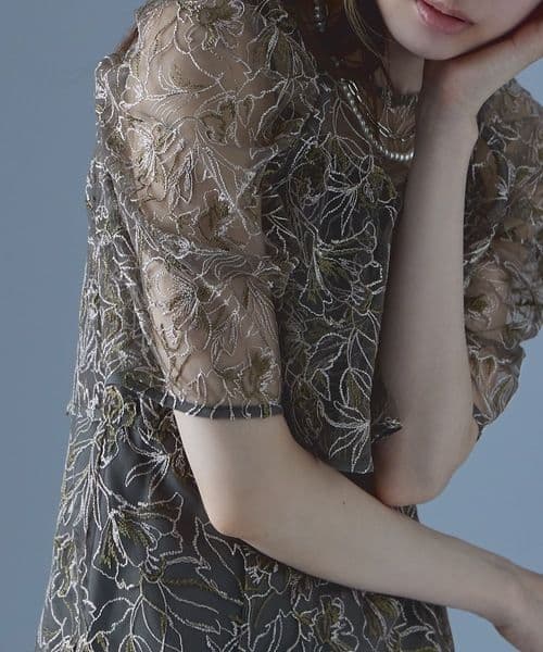 【etoll.】刺繍レースレイヤードドレス 結婚式 オケージョン