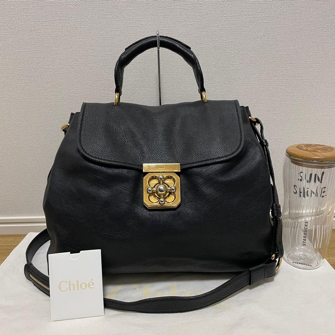 《美品》Chloe（クロエ） レザー ショルダーバッグ ブラック 黒