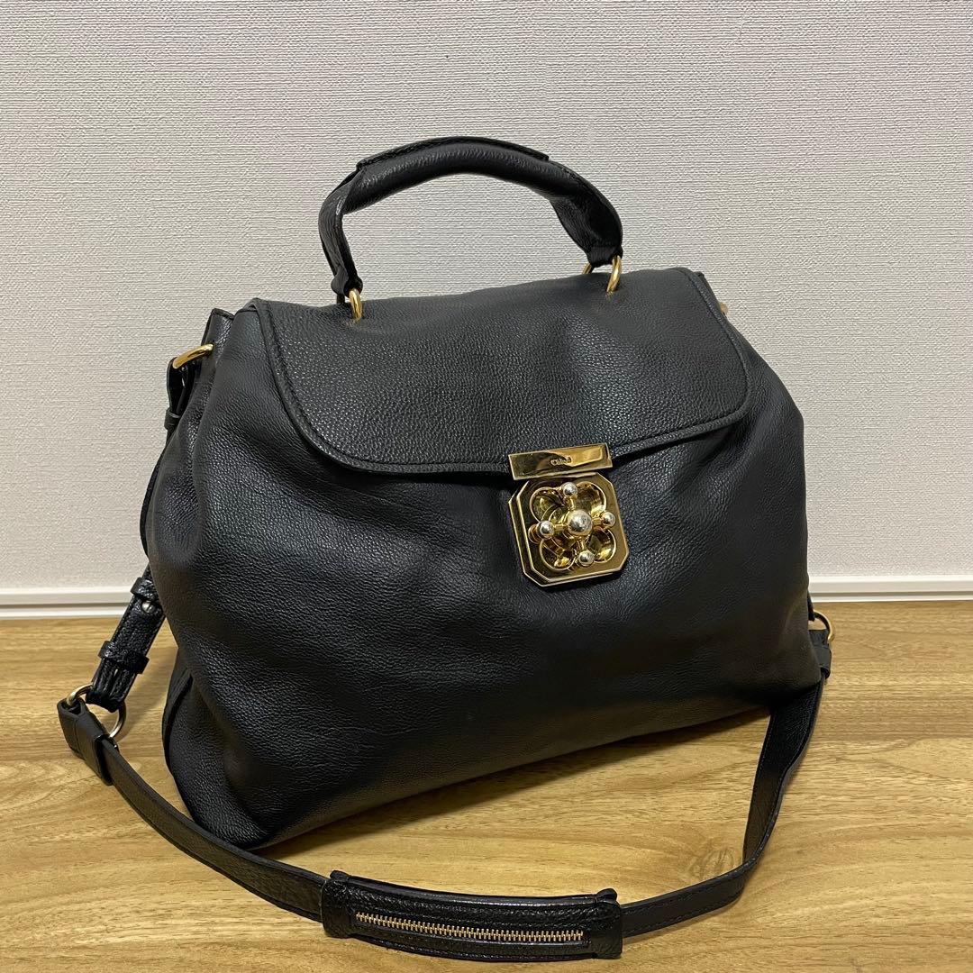 《美品》Chloe（クロエ） レザー ショルダーバッグ ブラック 黒