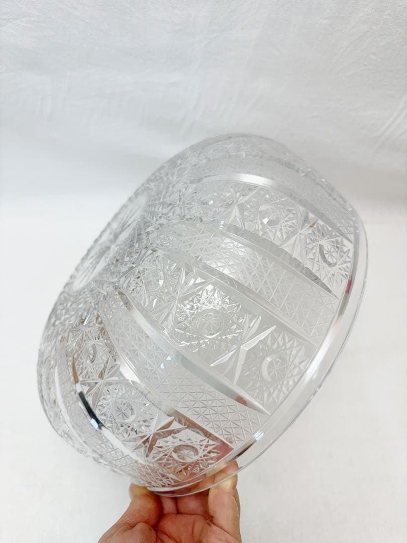 未使用 茶道具 ギャマン平水指 義山水指 替蓋付 クリスタル ガラス 水指 木箱