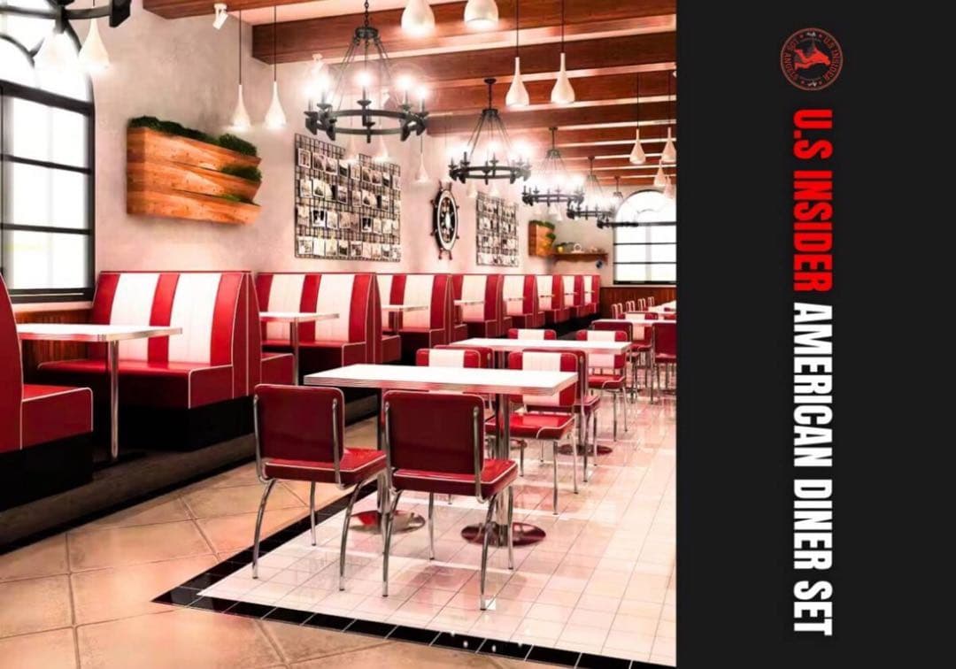 レトロ・アメリカンダイナー★ソファー×2＋テーブル　3点セット★4人掛け