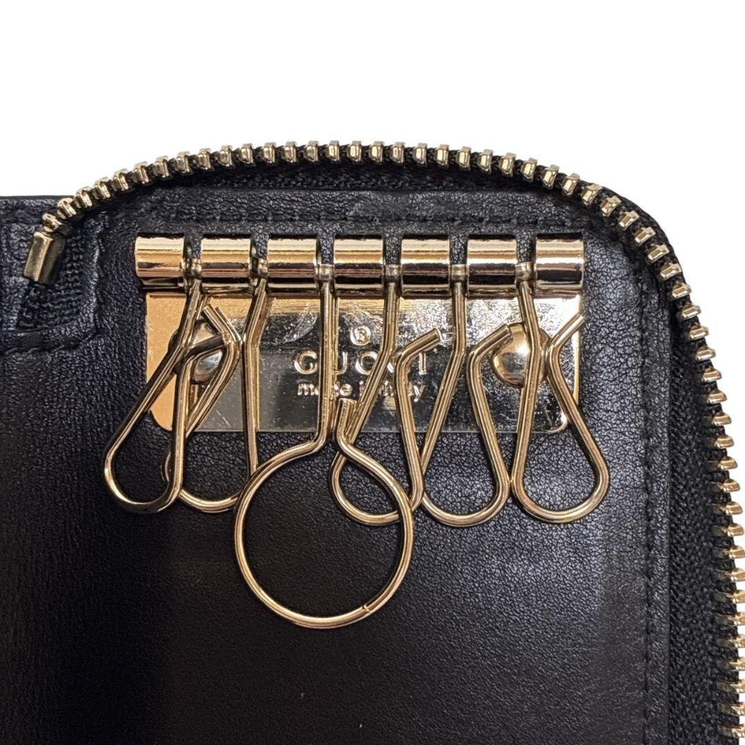 【美品】GUCCI グッチ 6連キーケース マイクログッチシマ 鍵 カード 黒