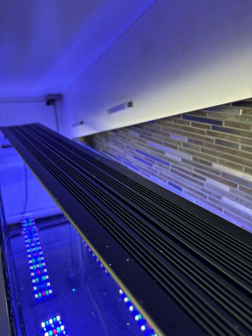 90㎝水槽　スリム水槽　オーダーメイド フード付　海水魚水槽　珊瑚　LEDセット