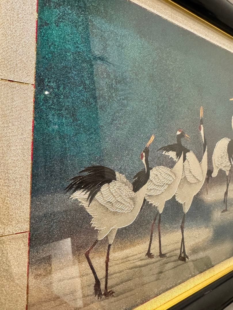 (18) 十二代 藤林徳扇『鶴寿之宴』伝統工芸作家 正絹 シルク 苑寿織匠 美術