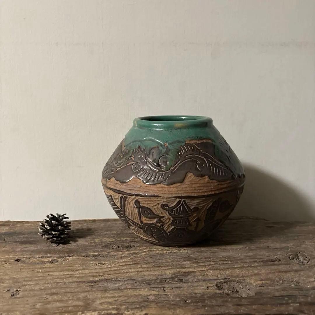 琉球古典焼　壺　古民芸.やちむん.壺屋焼.古道具.骨董品.アンティーク　検:李朝