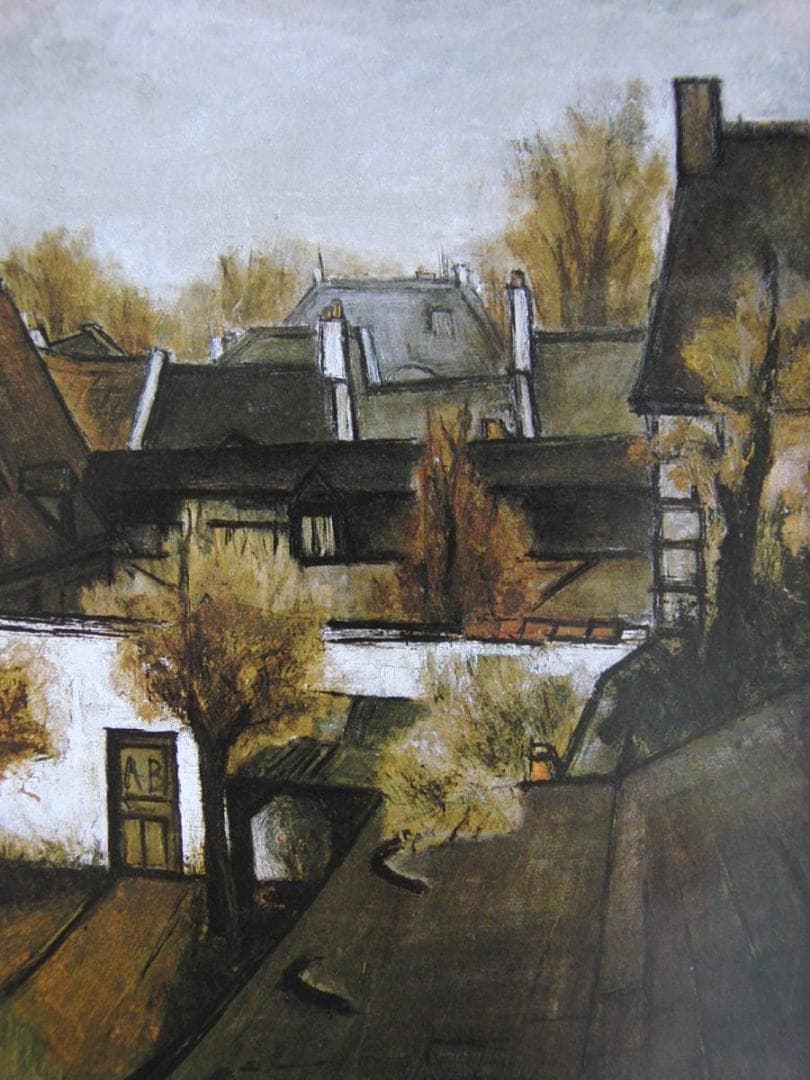 ベルナール・ビュッフェ、「Paysage」、希少画集の額装画、人気作品