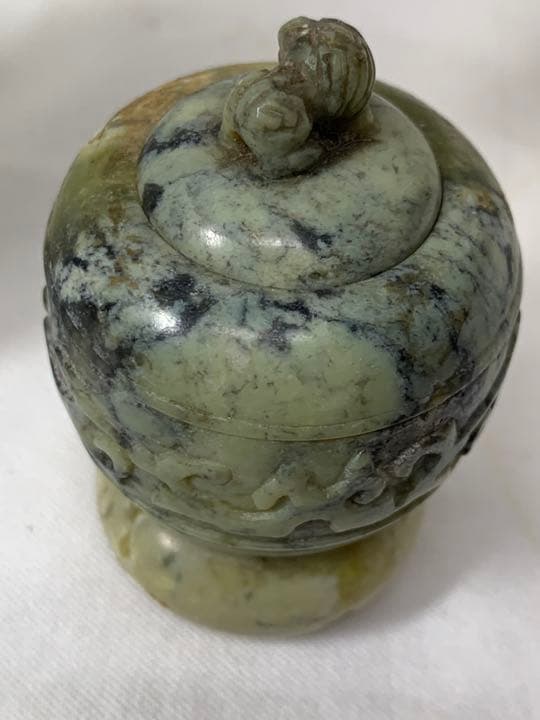 石香炉・小さな石材彫刻・香道具・蓋付き・骨董・蔵出し