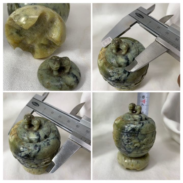 石香炉・小さな石材彫刻・香道具・蓋付き・骨董・蔵出し