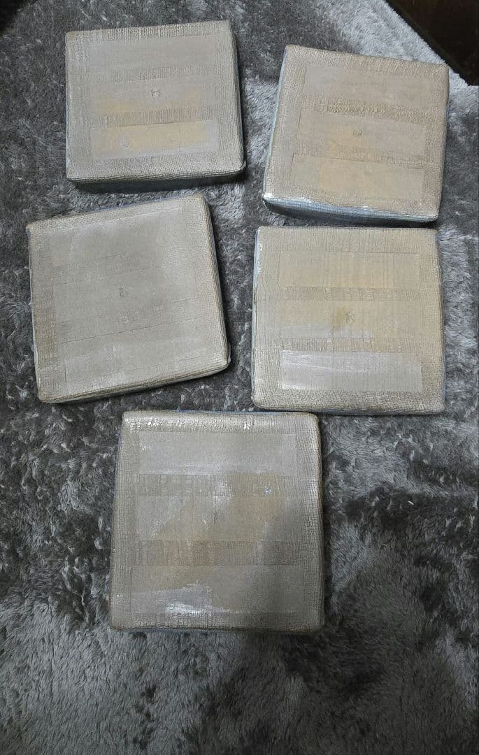 赤雲陶印入り赤雲窯　 青い陶器の皿 5枚セット