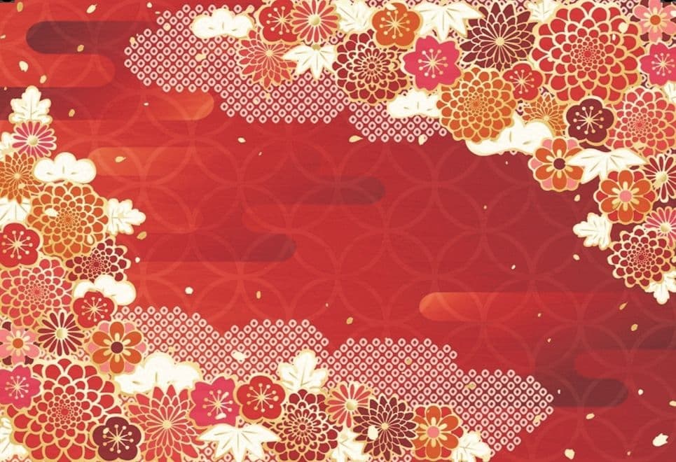 背景布【お正月F】サンプル　年賀状、ペット、子供撮影用　梅　和柄　門松　しめ縄