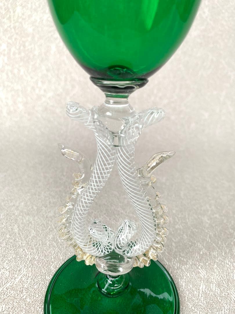 ベネチアングラス ムラーノ グラス ゴブレット グリーン 緑