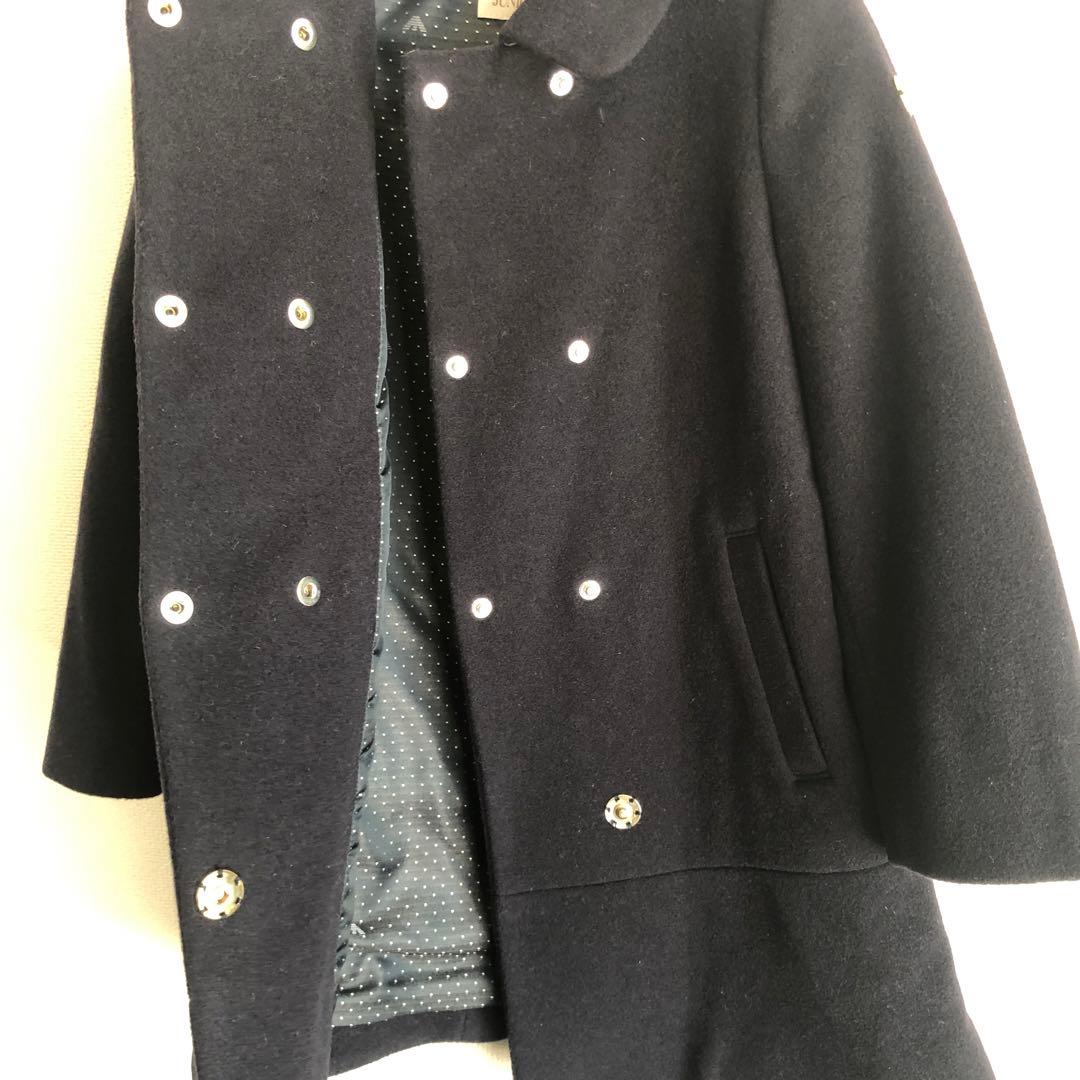 新品タグ付！アルマーニ　カシミヤ入りウールコート　濃紺ワンピース　受験発表会入学