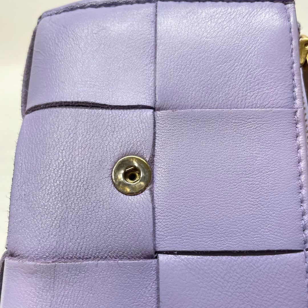 2978 ボッテガヴェネタ 三つ折り財布 カセット マキシ パープル レザー