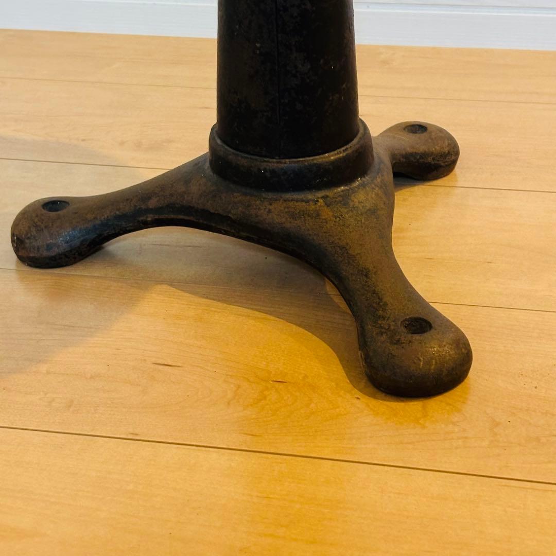 No.7】LON風 昇降式 アンティークスツール 鋳鉄脚 無垢天板 極美品