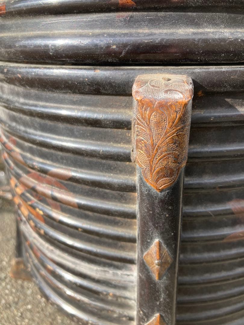 アイヌ　シントコ　行器　漆工 北海道　木製漆塗