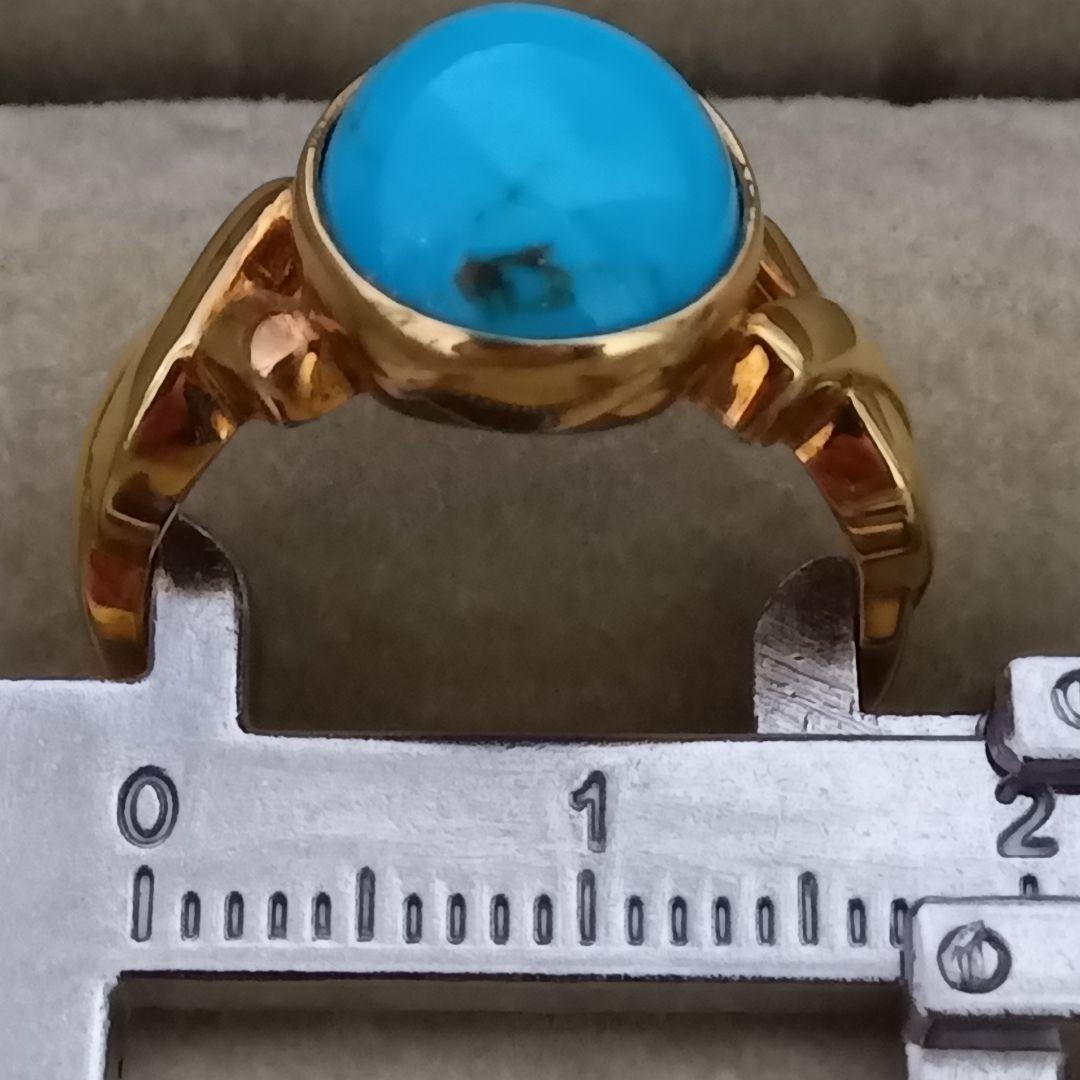 ターコイズトルコ石付リングK１８　 重量合計４.２gの単純計算価格７７,４００円
