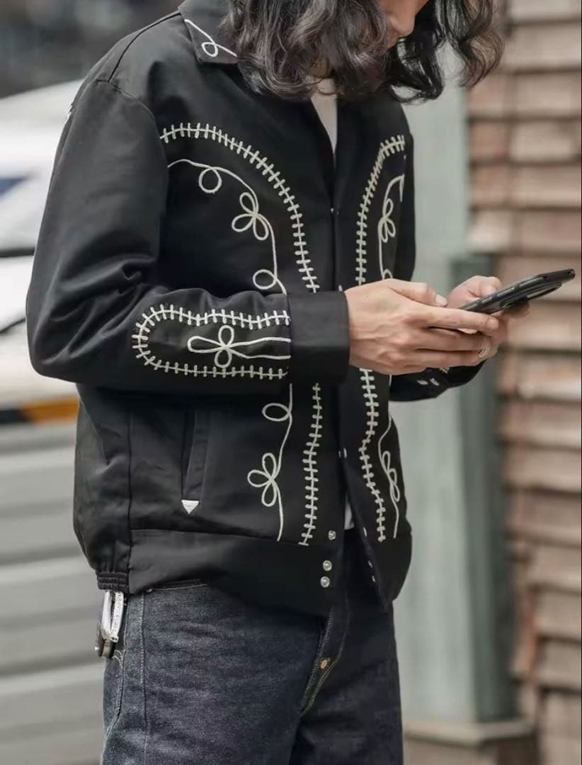 ボレロ ウエスタン ジャケット S黒 ブラック 刺繍　ジョニーデップ 新品未使用