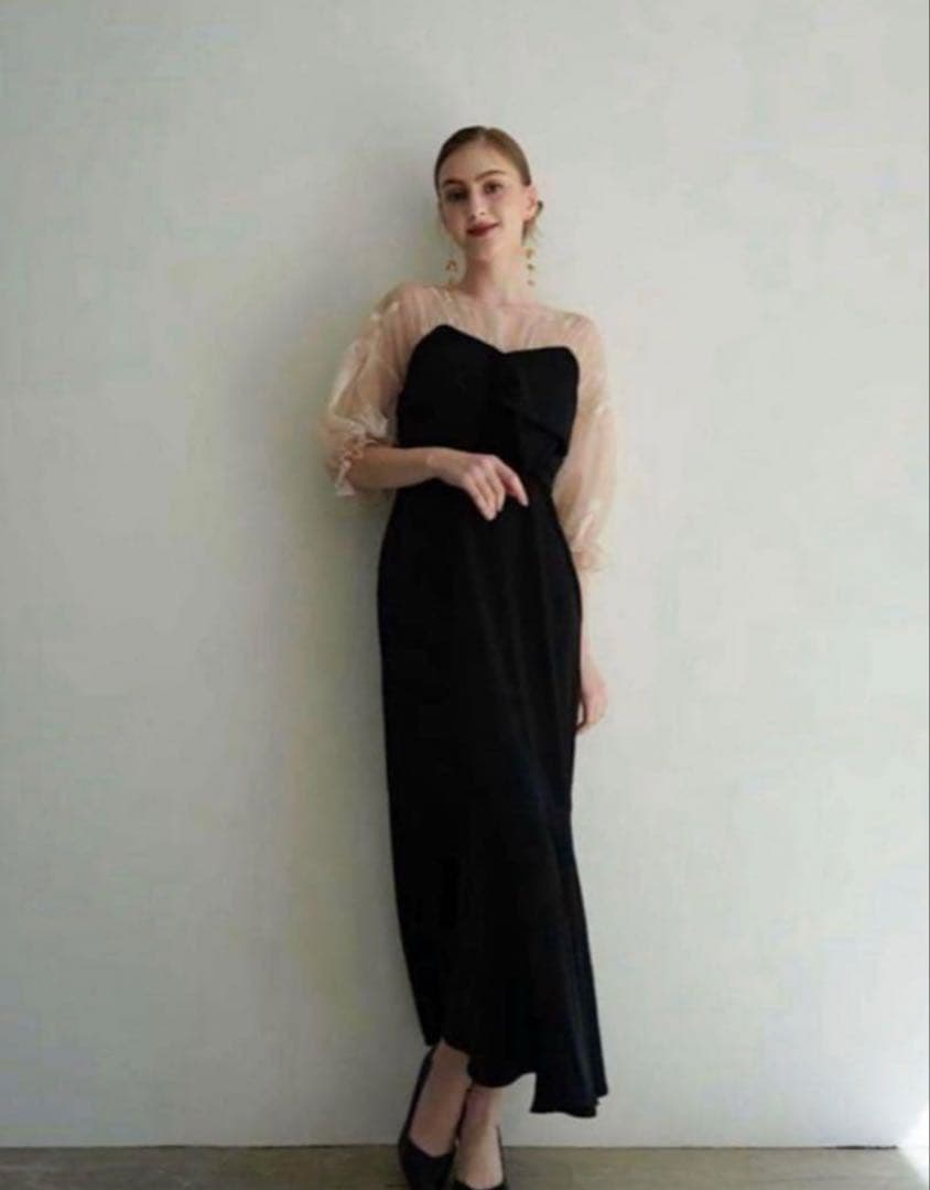 Acka. sheer puff dress (black)サイズ1
