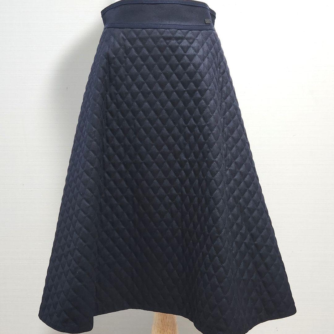 FOXEY キルティング スカート クロスフレア ブラック サイズ40