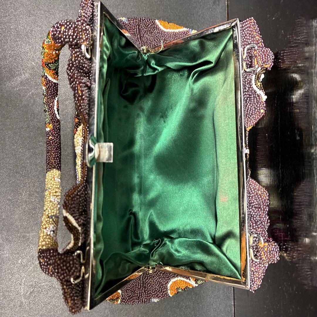 ビーズ刺繍 花柄 和装用バッグ　昭和レトロ