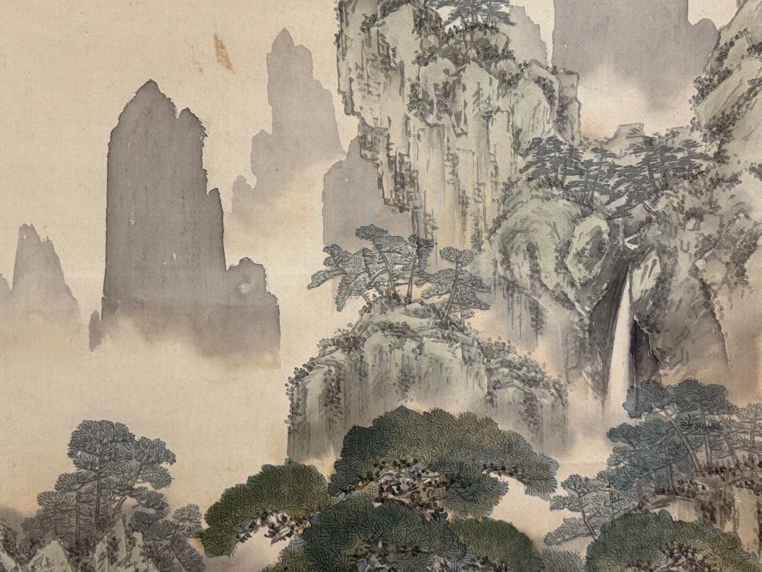 滝見観音　後藤越山筆　絹本肉筆　仏画　掛軸　送料込み250902