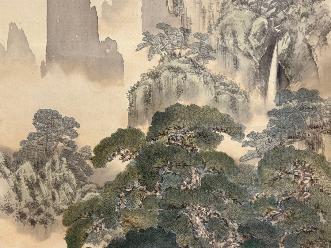 滝見観音　後藤越山筆　絹本肉筆　仏画　掛軸　送料込み250902