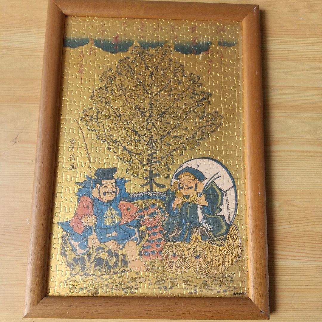 日本画のパズル 長谷川信冶作品 木製フレーム 約30cm x 40cm