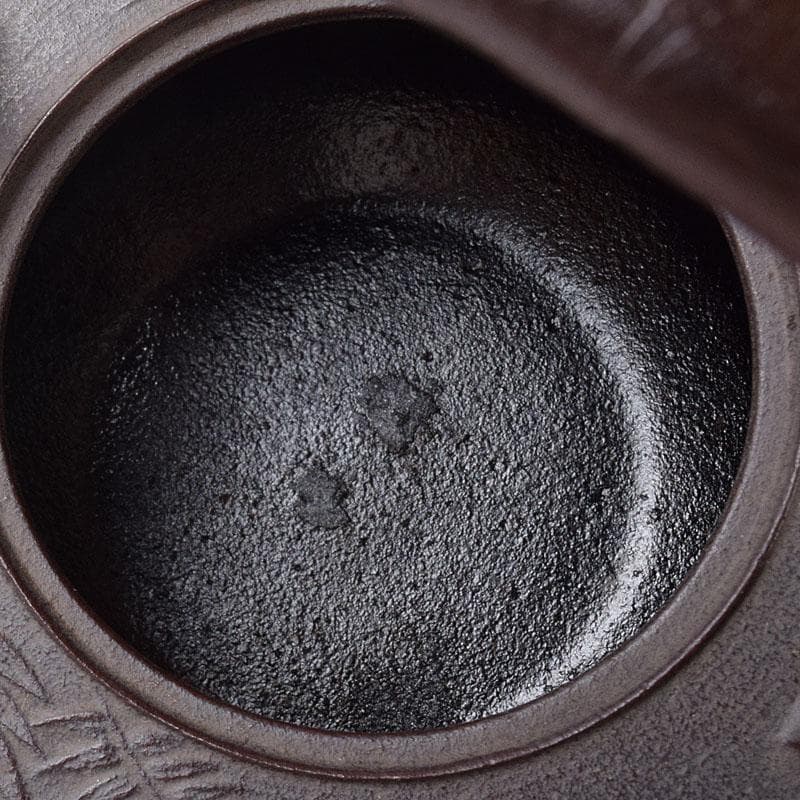 茶道具　人間国宝　釜師　高橋敬典作　竹文　銚子　陶器蓋付　共布共箱　MR9017