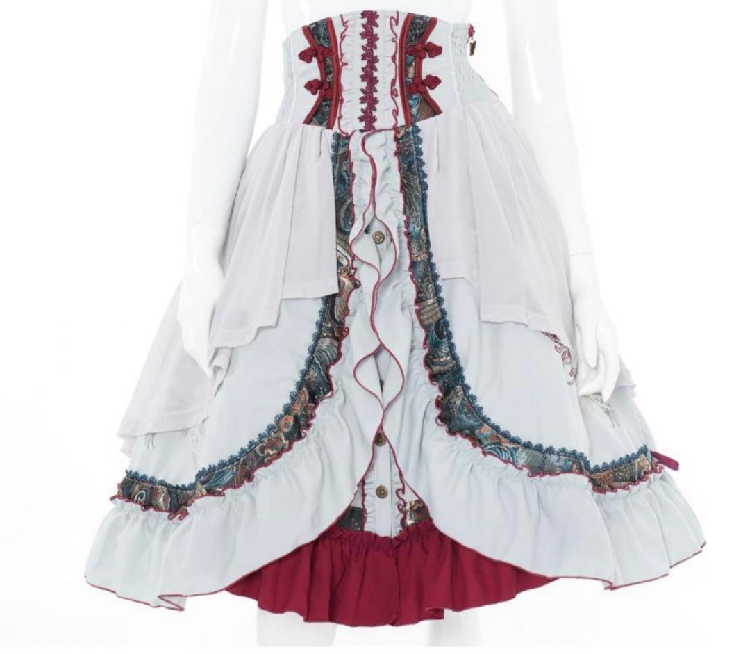 香*様 新品〜春うらら〜　チャイナスカート 水色(グレー)赤　　オッズオン