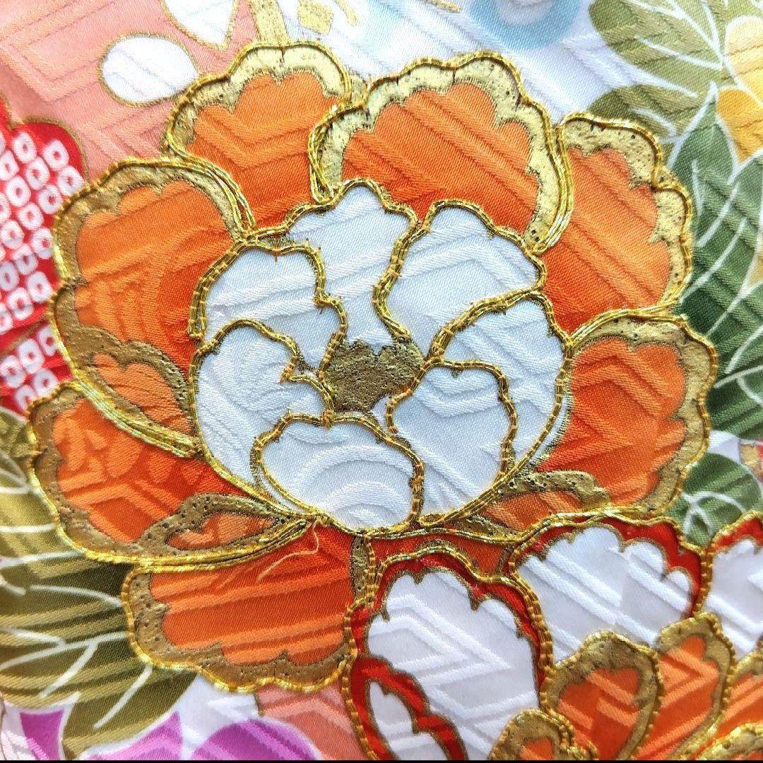 SALE中！振袖フルセット(7点)・成人式・金駒刺繍・金彩加工・鹿の子柄・正絹