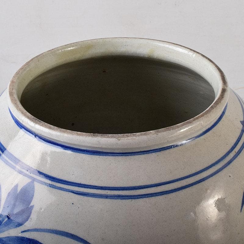 朝鮮美術　李朝　高麗白磁　染付　花文　壺　C　R7992C