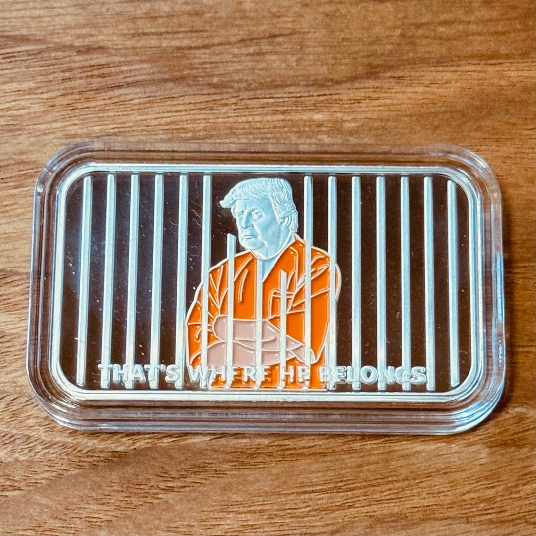 トランプ大統領　バイデン大統領　1オンス　カラー　純銀バー　ジェイル