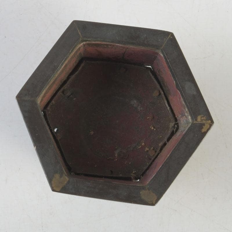 中国　古銅　金彩　花草文　小さな香炉　V　9641