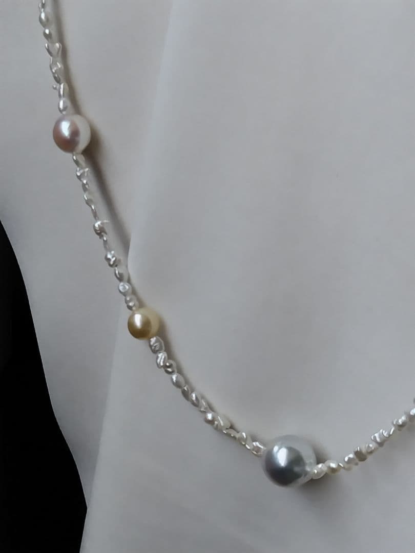 各サイズの、アコヤ真珠、あこや芥子パールの、セミロングネックレス