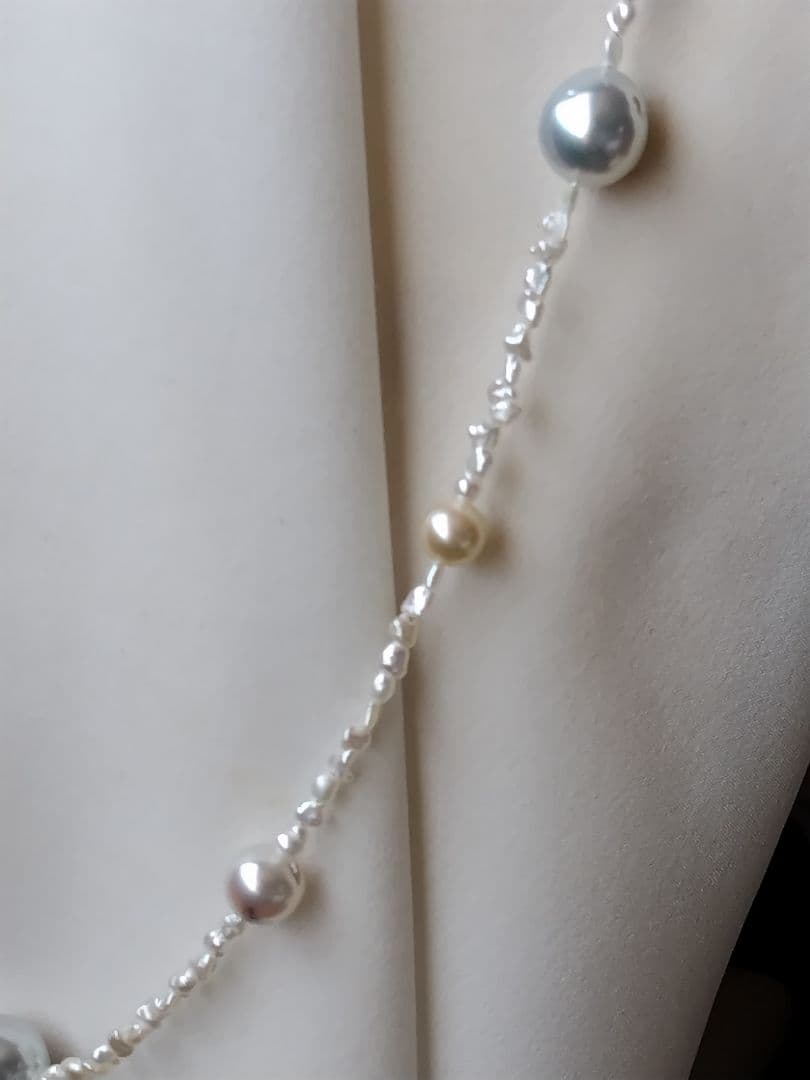 各サイズの、アコヤ真珠、あこや芥子パールの、セミロングネックレス