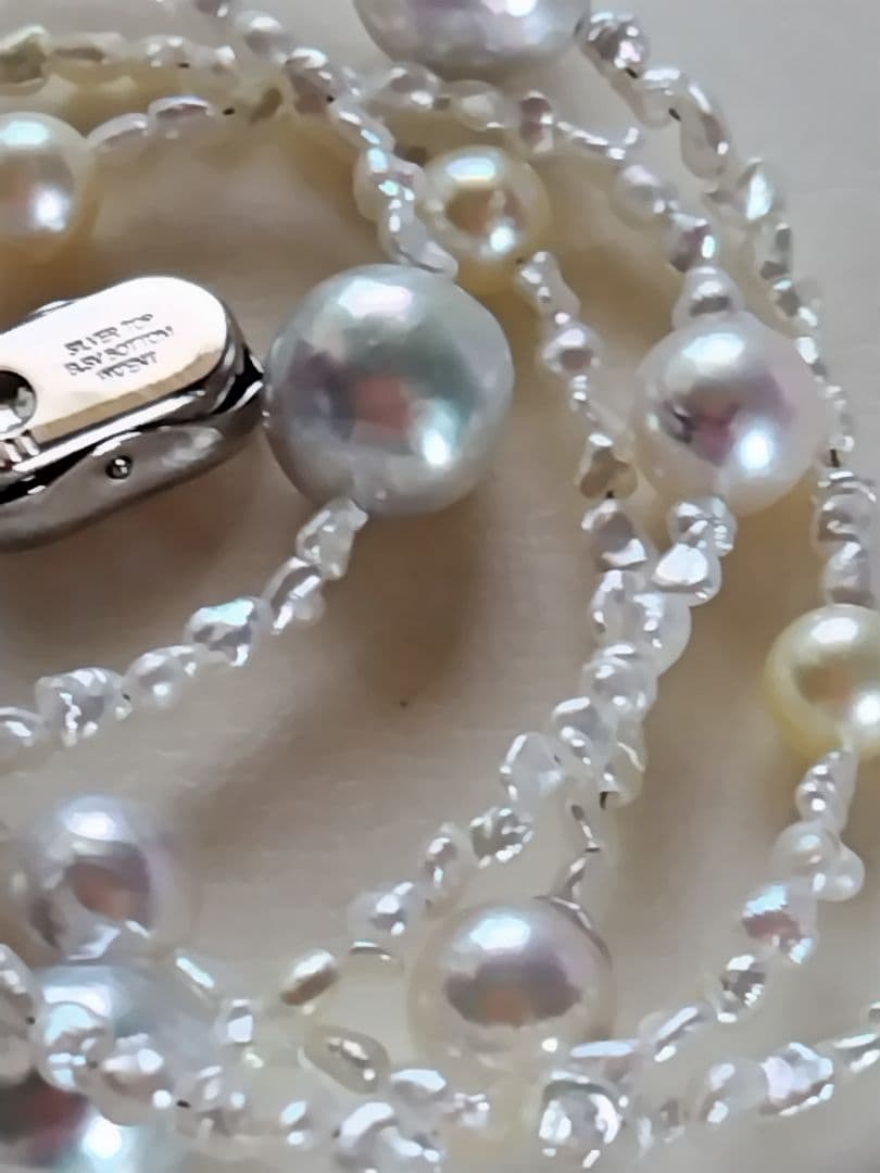 各サイズの、アコヤ真珠、あこや芥子パールの、セミロングネックレス