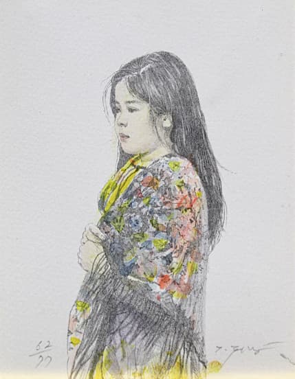 藤井勉【希望】 手彩色 リトグラフ