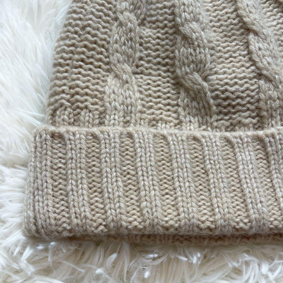 ヴィヴィアンウエストウッド　ニット帽　アンゴラ混　帽子　牛革　オーブ　ベージュ