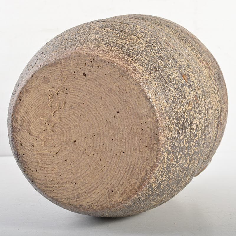 膳所焼　淡海ぜぜ　双耳壷　花瓶　在銘　時代箱　V　R6760B