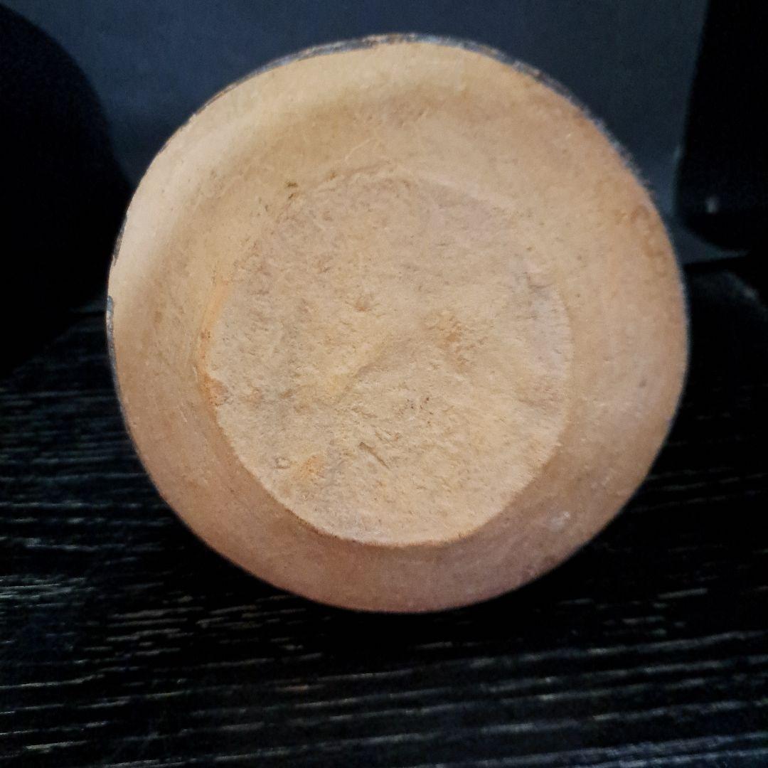 古代メキシコ産　土器　 水亀　水差し　縦縞模様