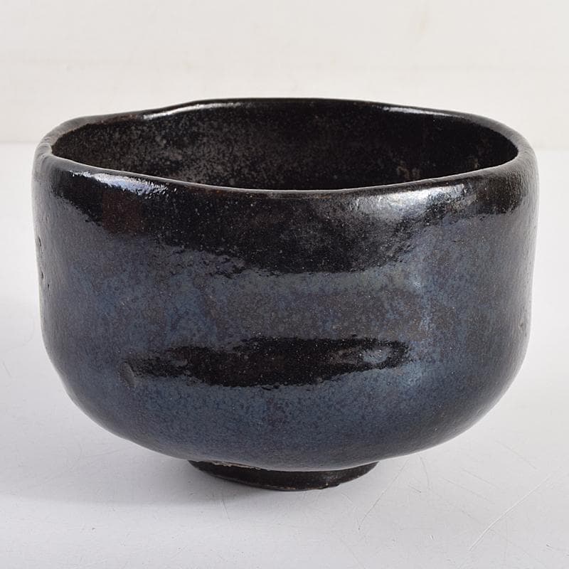 茶道具　楽吉左衛門　九代　了入作　黒楽茶碗　時代箱付　V　R9357