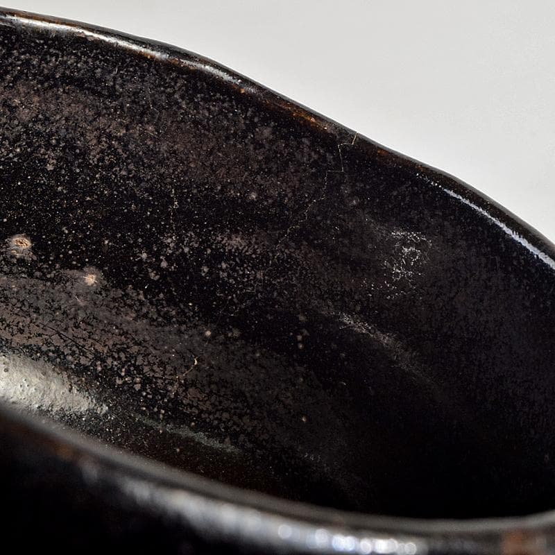 茶道具　楽吉左衛門　九代　了入作　黒楽茶碗　時代箱付　V　R9357