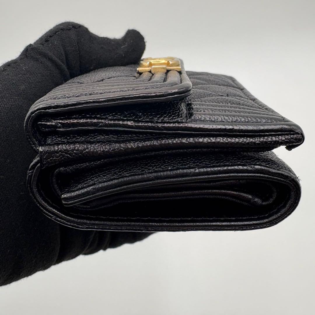 シャネル⭐︎キャビアスキン☆ボーイシャネル☆マトラッセ⭐︎三つ折り財布