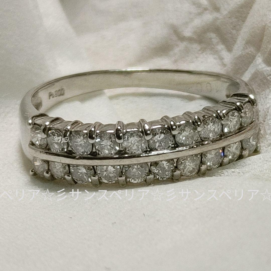 Pt900　ダイヤモンド1.00ctダブルライン リング