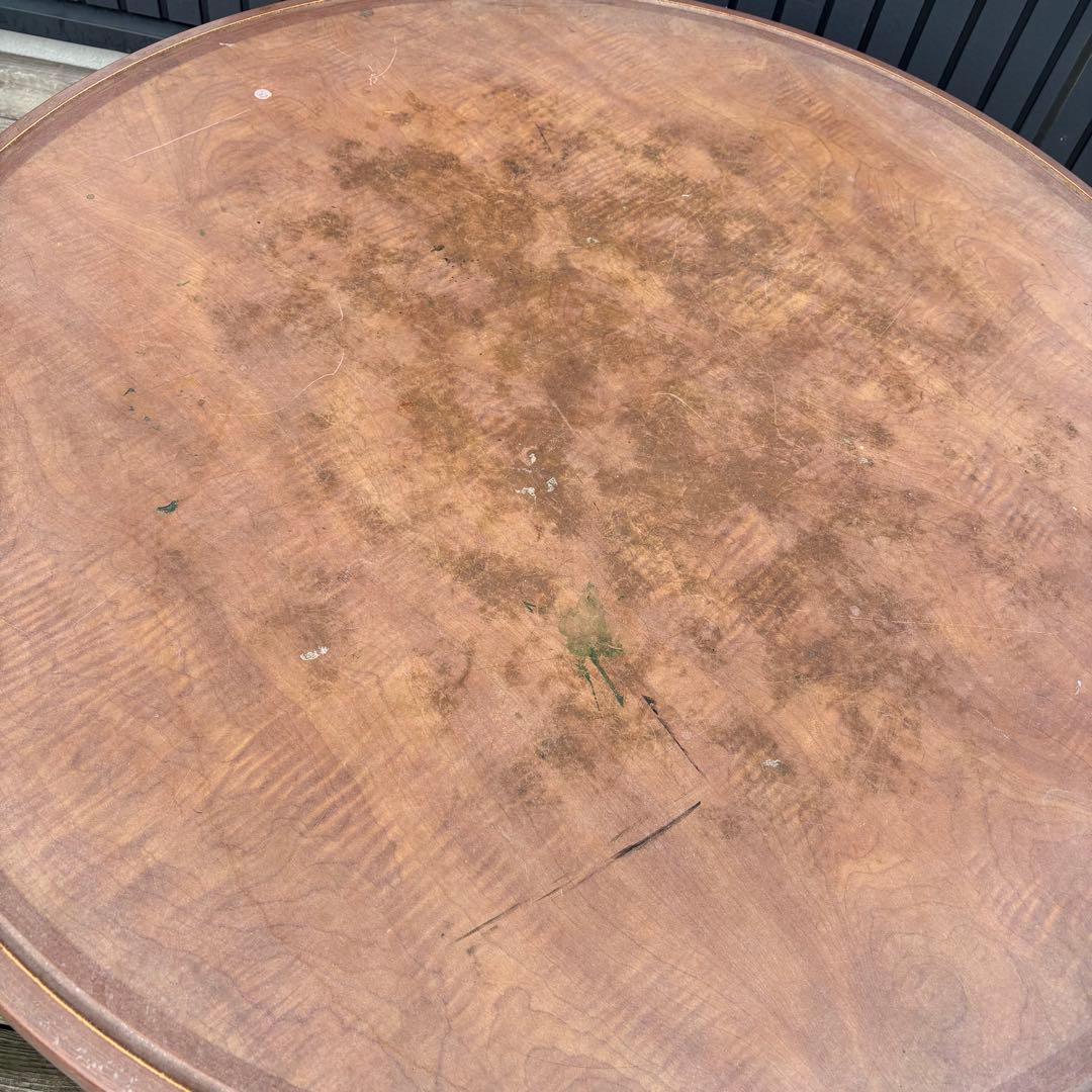 昭和レトロ 古家具 古材 円形 円型 木製ちゃぶ台 円卓 座卓 センターテーブル