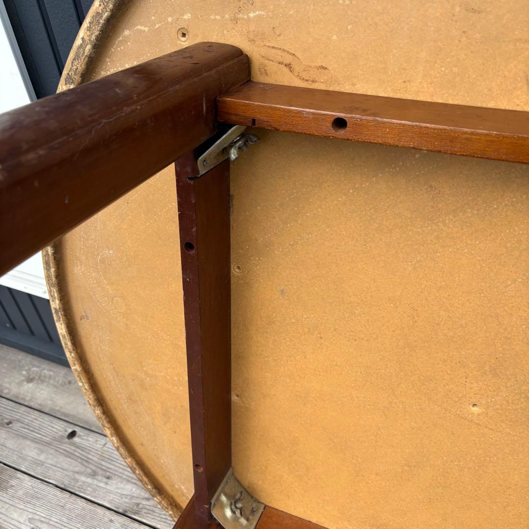 昭和レトロ 古家具 古材 円形 円型 木製ちゃぶ台 円卓 座卓 センターテーブル