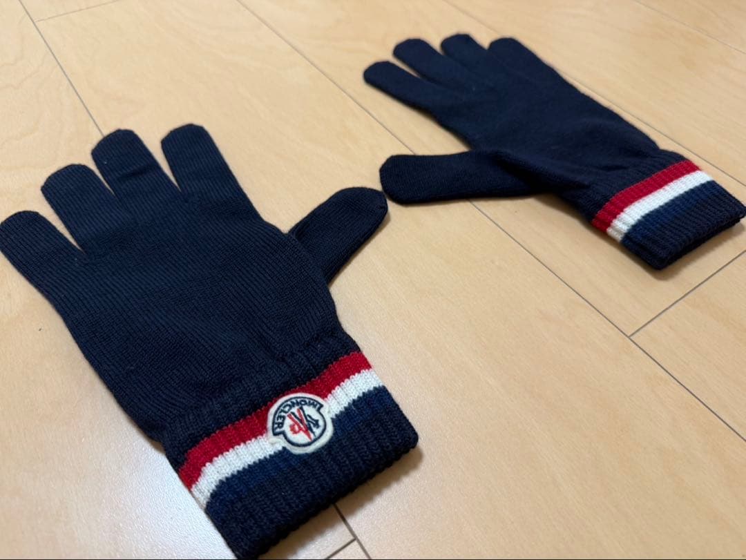 美品 MONCLER モンクレール トリコロール ウール グローブ手袋 Lサイズ