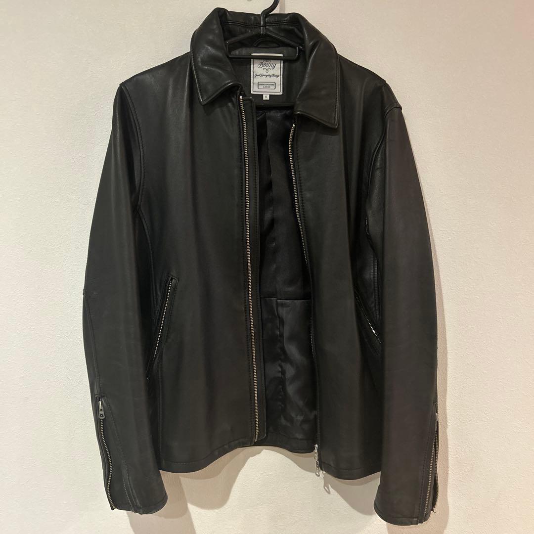BEAMS 本革ブラックレザー シングルライダースジャケット S